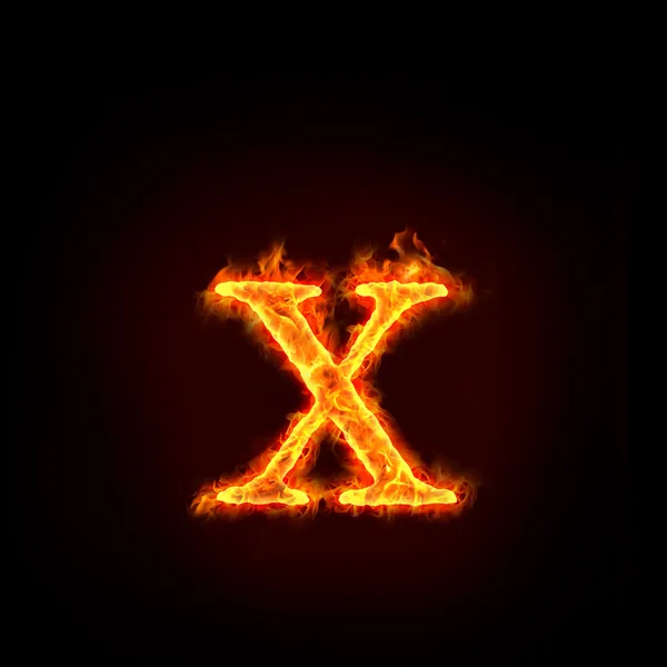 Fire alphabets, small letter x — Stock Photo, Image