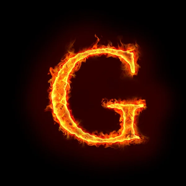 Fire alphabets, G — Stock Photo, Image