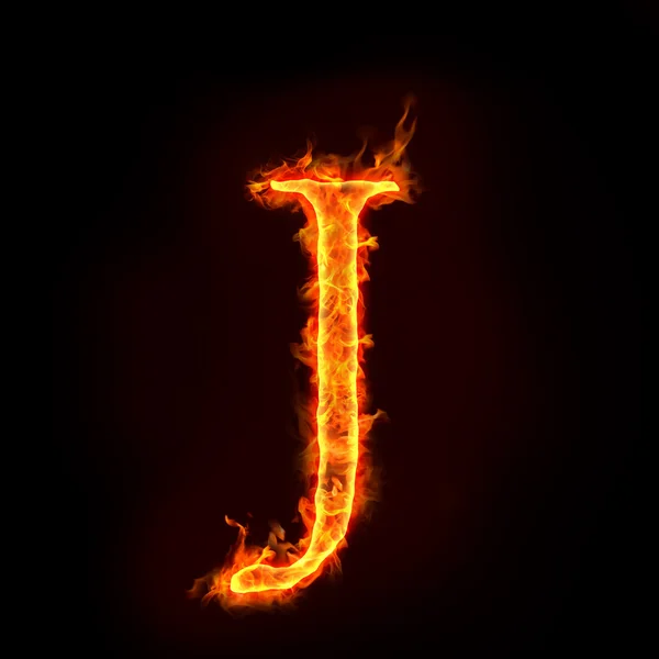 Fire alphabets, J — Stock Photo, Image