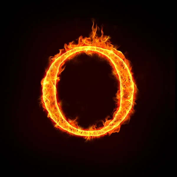 Fire alphabets, O — Stock Photo, Image