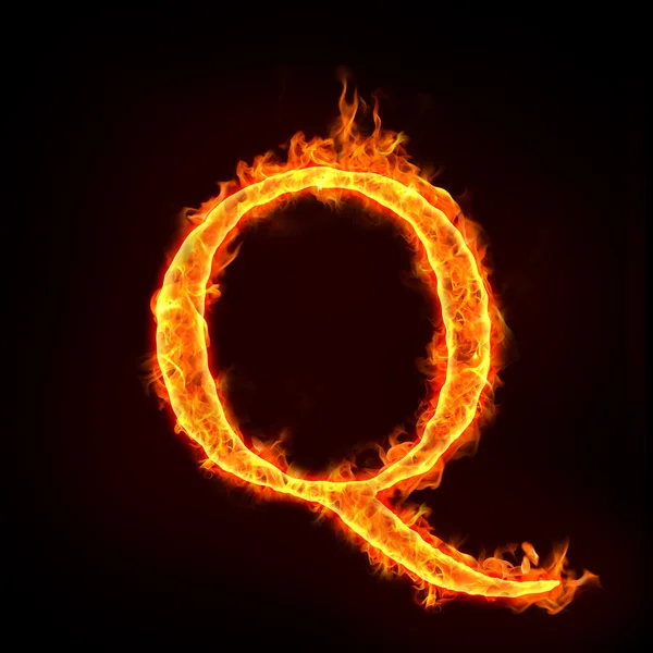 Fire alphabets, Q — Stock Photo, Image