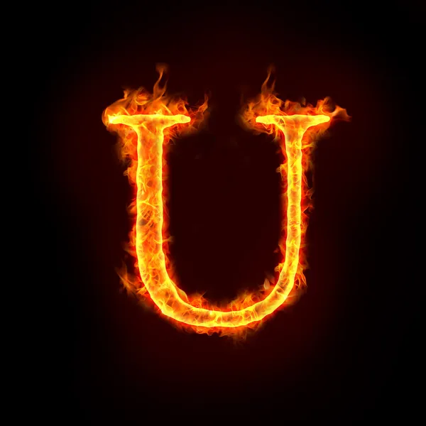 Fire alphabets, U — Stock Photo, Image