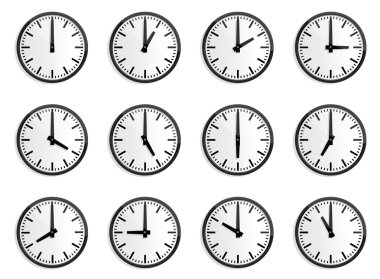 world time zone, wall clock vector