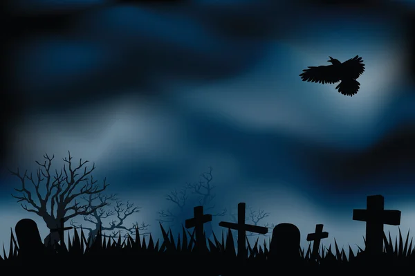 Cemitério ou cemitérios à noite —  Vetores de Stock