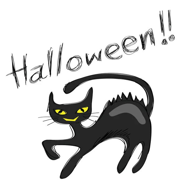 Halloween czarny kot — Wektor stockowy