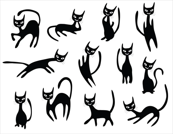 Conjunto de desenhos animados gato — Vetor de Stock