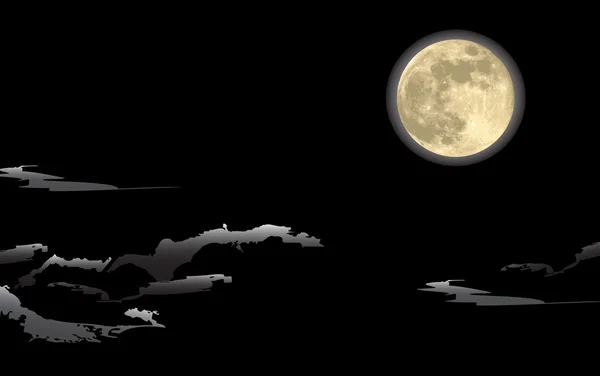 Full moon night in darkness — Stock Vector