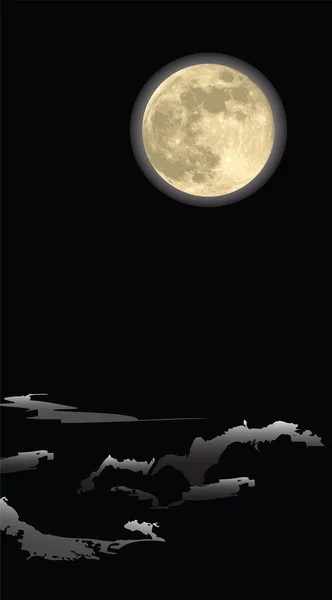 Ніч повного місяця в темряві — стоковий вектор