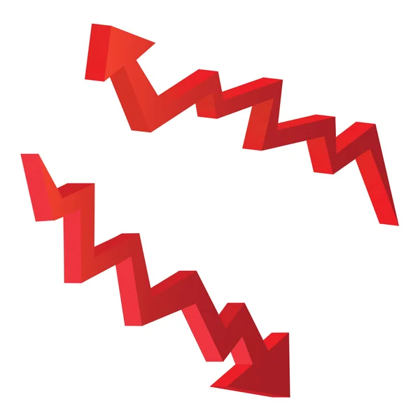 Rote Pfeil-Illustrationen für wirtschaftliches Konzept — Stockvektor