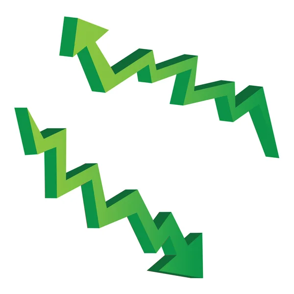 Зеленая стрелка иллюстрации для экономической концепции — стоковый вектор