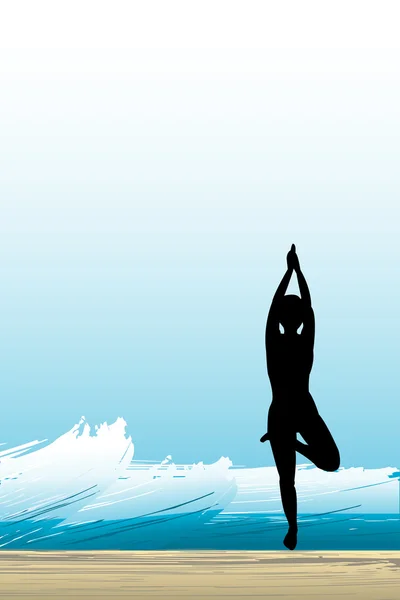 Yoga contro le onde — Vettoriale Stock