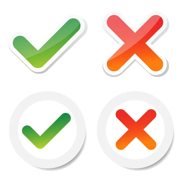 Tick and cross sticker — Stock Vector
