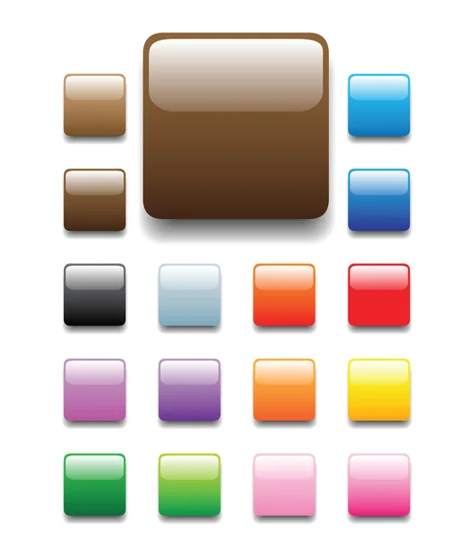 Boutons carrés brillants — Image vectorielle