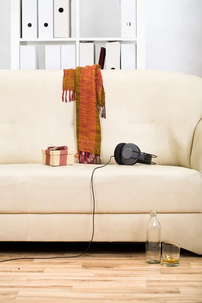 Living room with headphone Stock Image