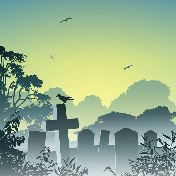 Мисти-Кладбище — стоковый вектор