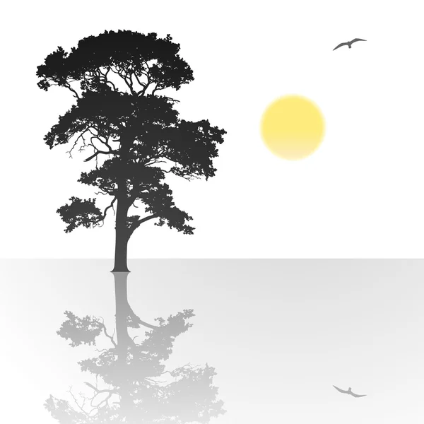 Osamělý strom — Stockový vektor