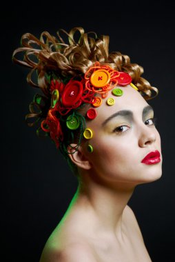 yaratıcılık saç sevimli genç kadın portresi profili