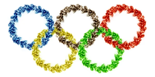 Cinco anillos olímpicos de humo — Foto de Stock