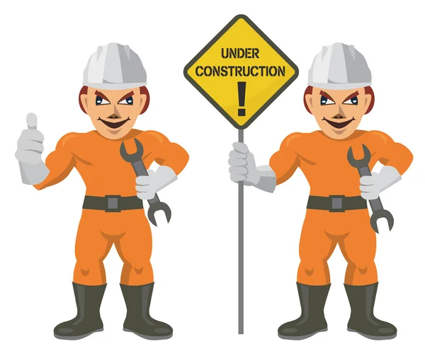 Construction worker superman — Stock Vector