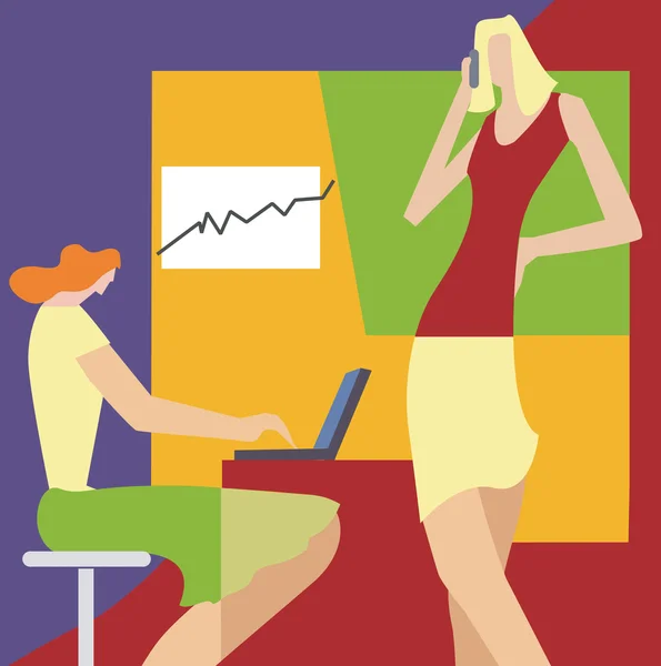 Women_at_the_office — Stockvector