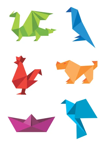 Origami _ colorida _ ícones — Vetor de Stock