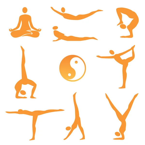 Yoga _ asanas _ iconos — Vector de stock