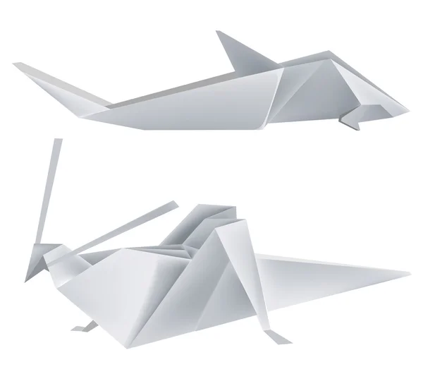 Origami _ grasshopper _ shark — Vector de stock