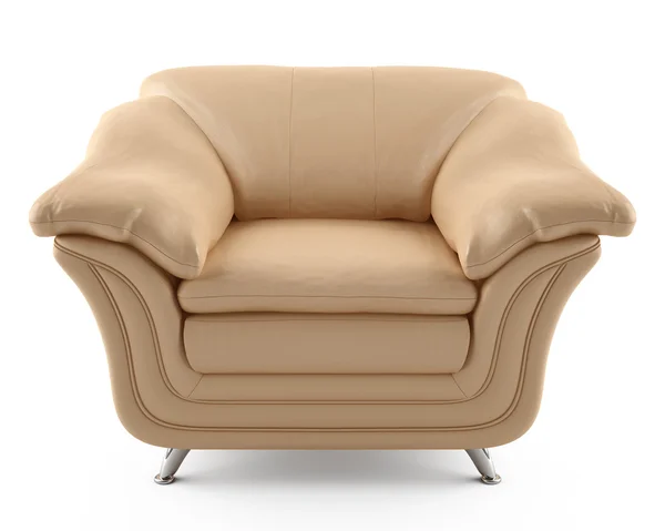 Beżowy skórzany fotel — Zdjęcie stockowe