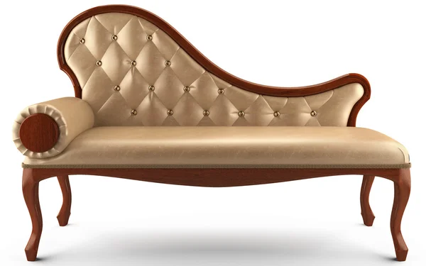 Sofa classic leather beige — Stock Photo, Image