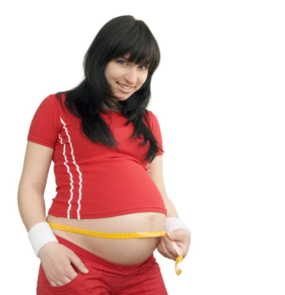 Measuring Her Tummy — Stock Photo, Image