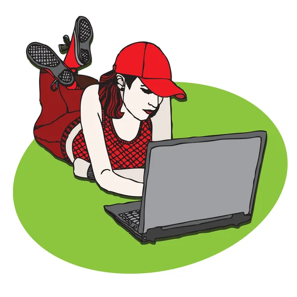 Studente con computer portatile — Vettoriale Stock