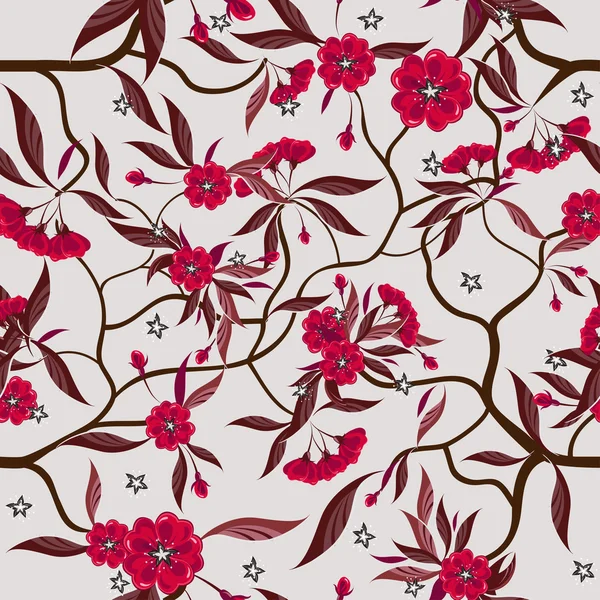 Fleurs rouges sans couture — Image vectorielle