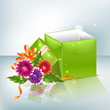 Flowers and box clipart