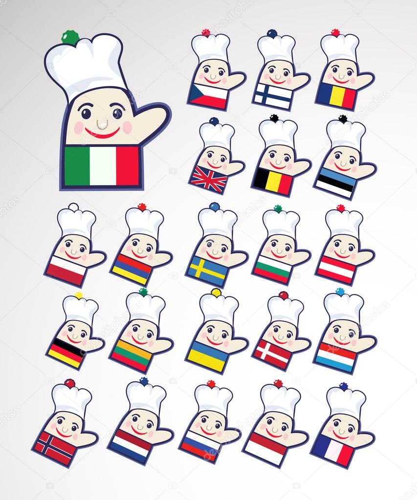 Set of international chefs icons
