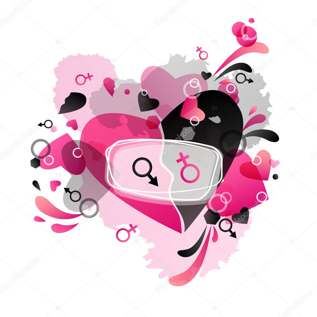 Heart black and pink