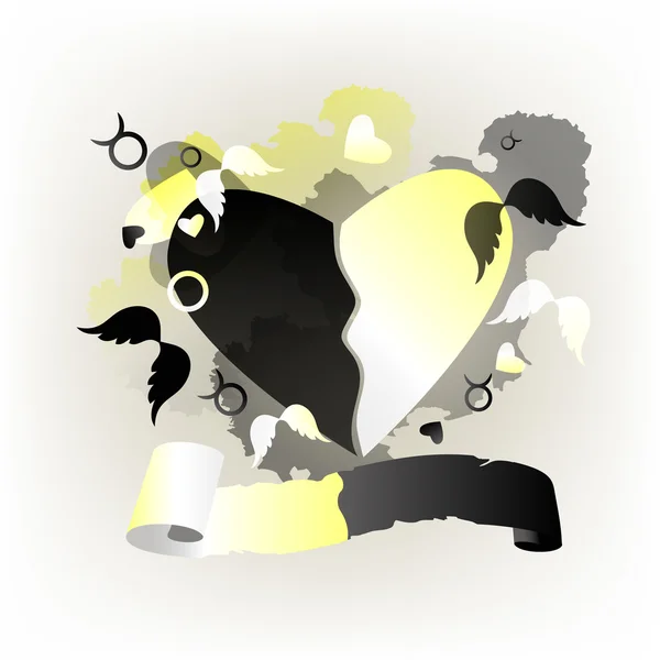 Heart black and white — Stock Vector