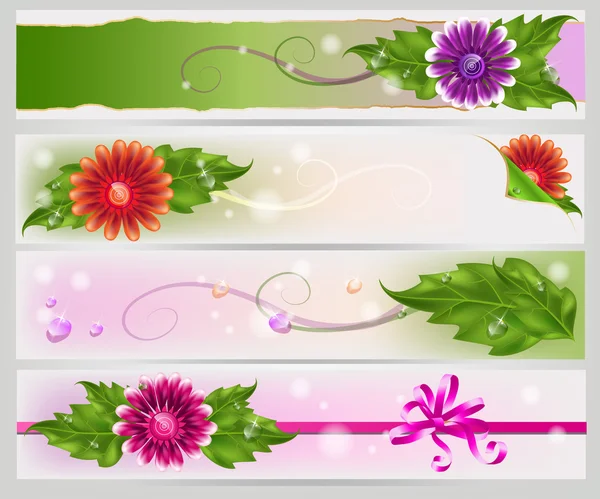 Conjunto de pancartas de malla floral — Vector de stock