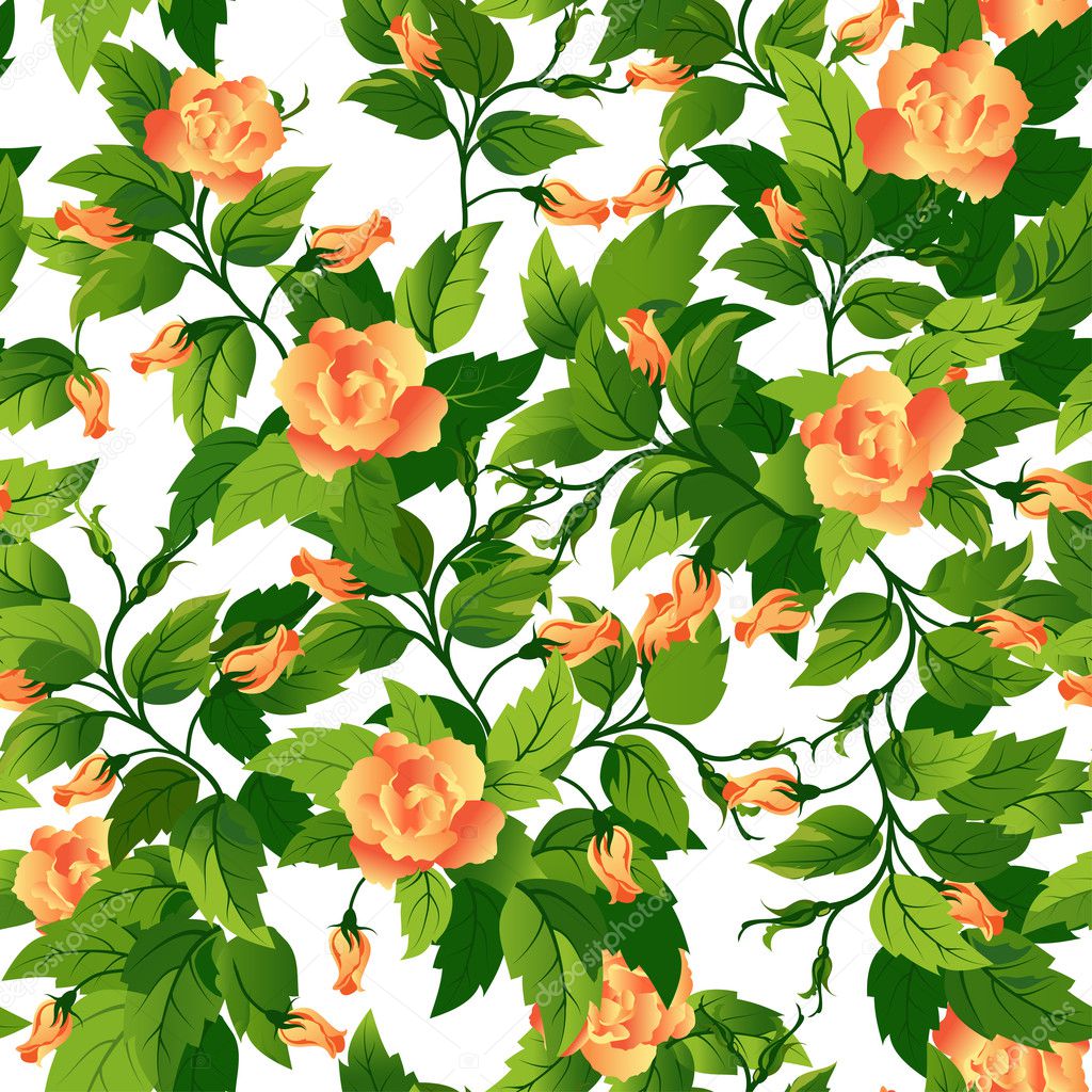 Seamless background with orange roses