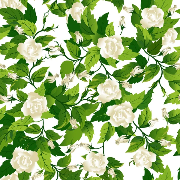 无缝背景与白玫瑰 — 图库矢量图片