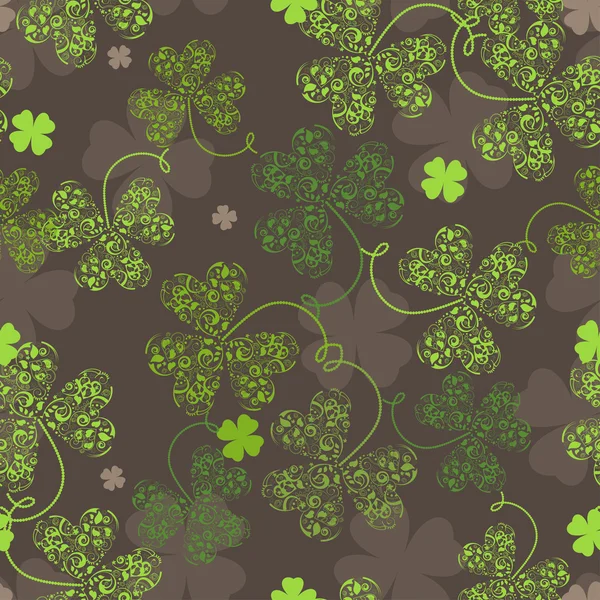 装飾的な緑のトレフォイルのシームレスな — ストックベクタ