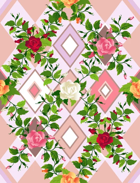 Roses décontractées sans couture — Image vectorielle