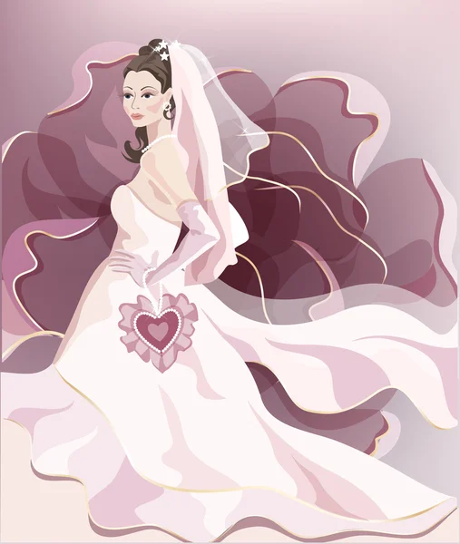Belle jeune mariée — Image vectorielle