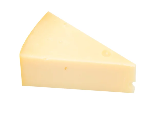 Pedaço de queijo suíço com buracos — Fotografia de Stock