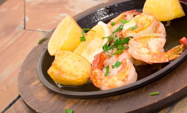 stock image Tiger prawns on pan