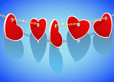 Hearts on a gold chain. clipart