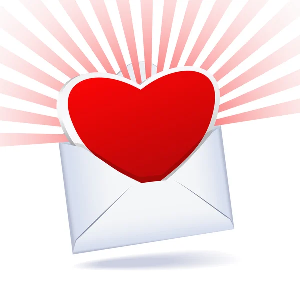 Srdce a poštovní obálky jsou na bílém pozadí. — Stockový vektor