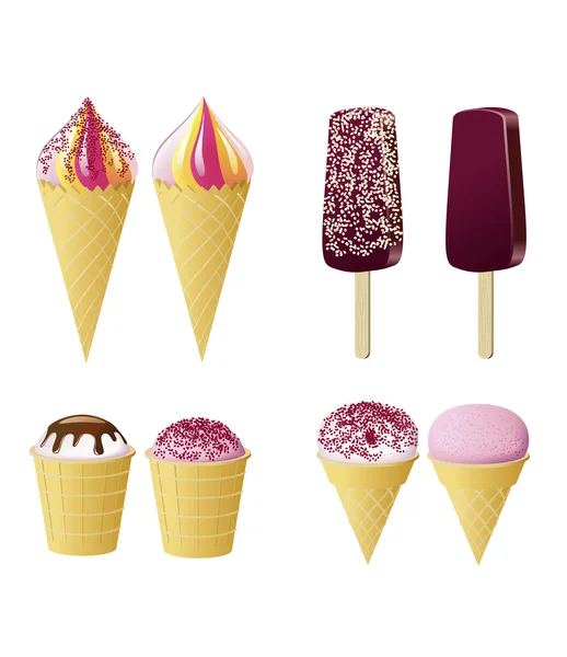 Diferentes tipos de helado . — Archivo Imágenes Vectoriales