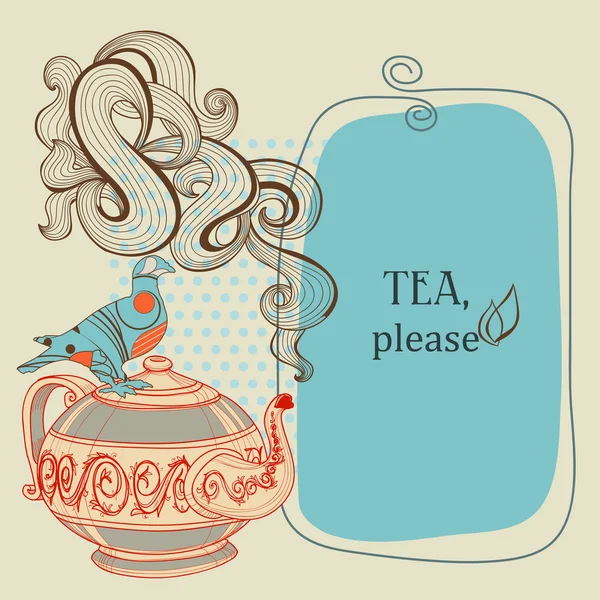 Panneau vecteur thé ou café avec oiseau décoratif — Image vectorielle