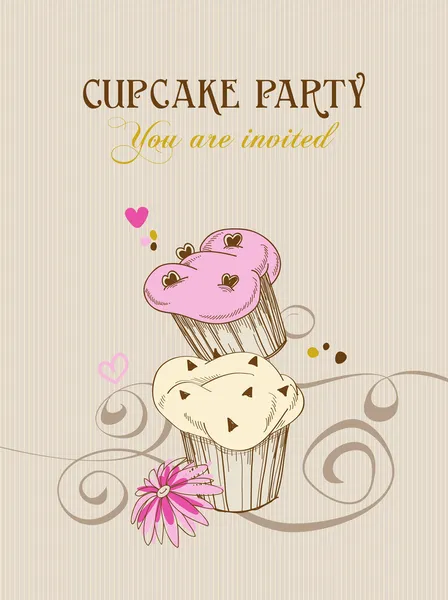 Retro Cupcake Party Einladung — Stockvektor