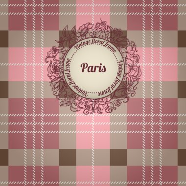 Vintage Paris background, album cover with floral label clipart